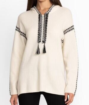 Johnny Was Beltran Baja Pullover Small Cashmere Blend Whipstitch Multicolor Boho